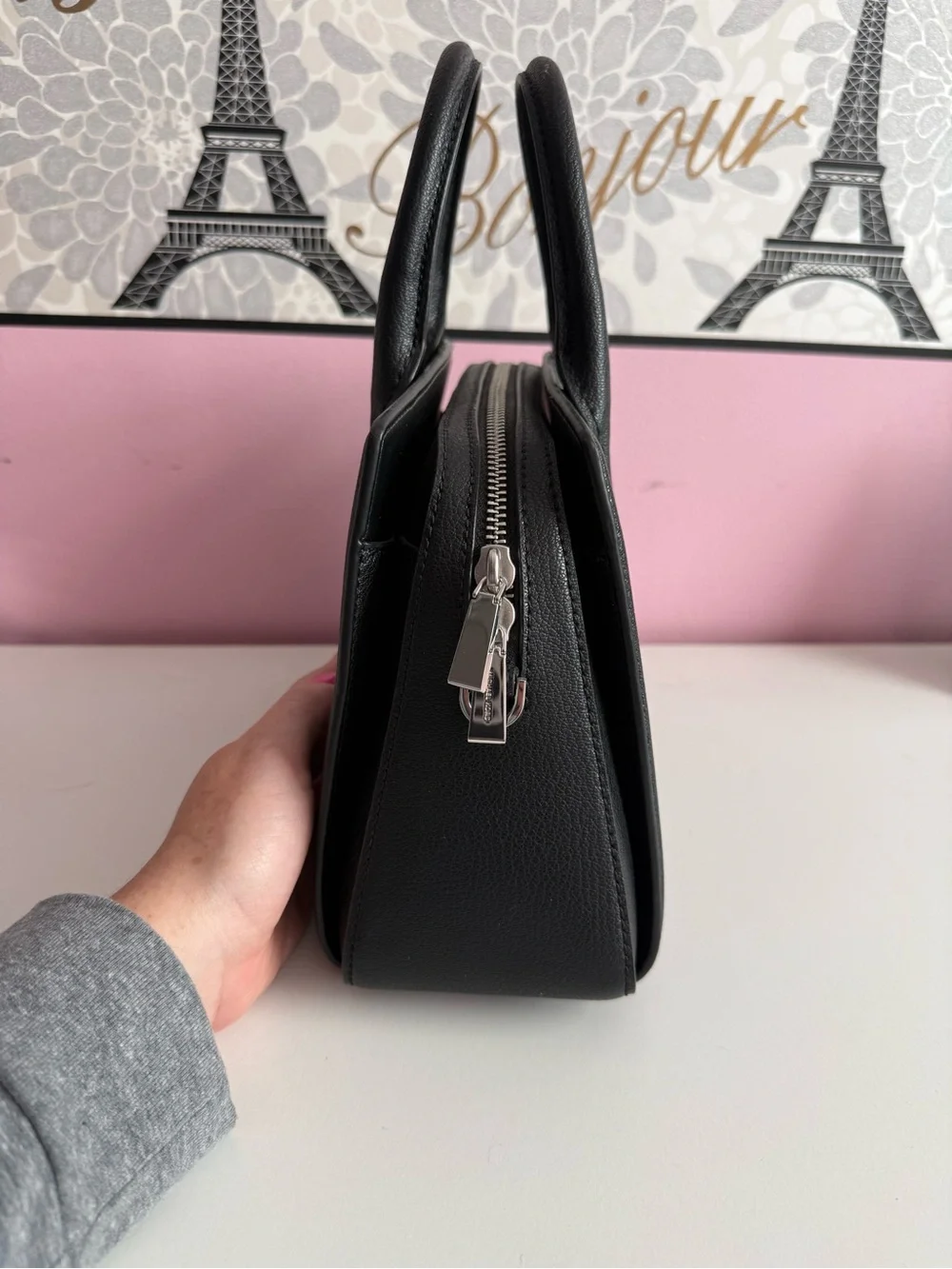 Michael Kors Black Pebbled Leather Structured Satchel